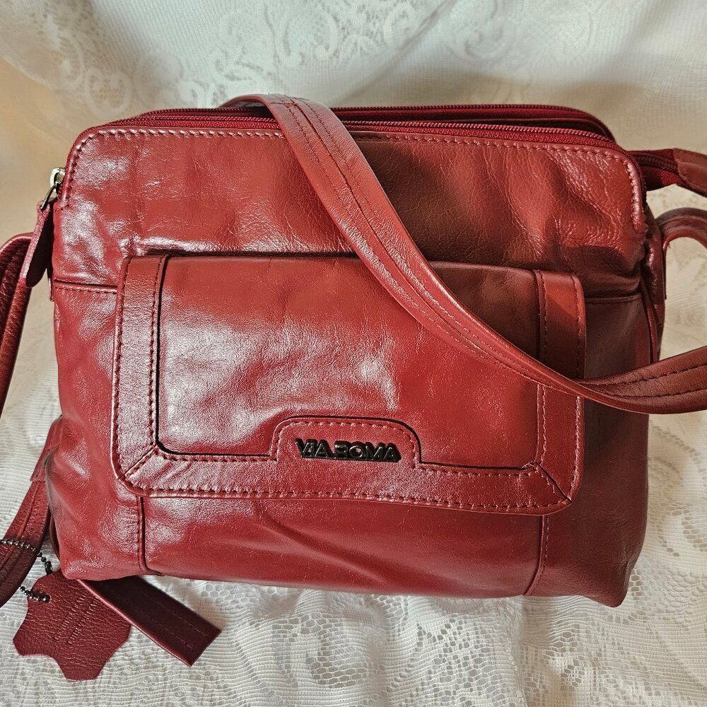 Via Roma Genuine Leather crossbody bag